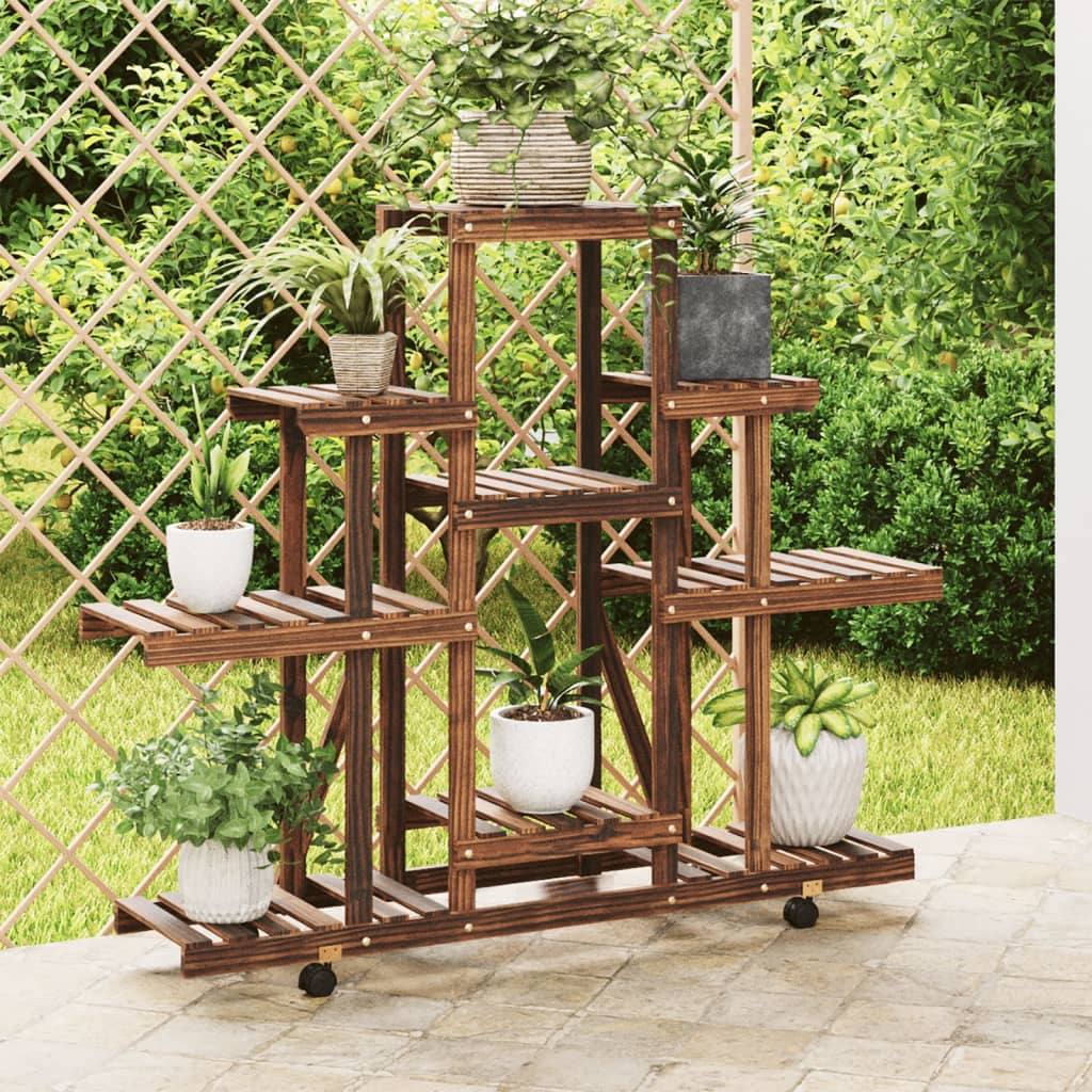vidaXL Flower Stand with Wheels 110x25x101 cm Solid Wood Fir