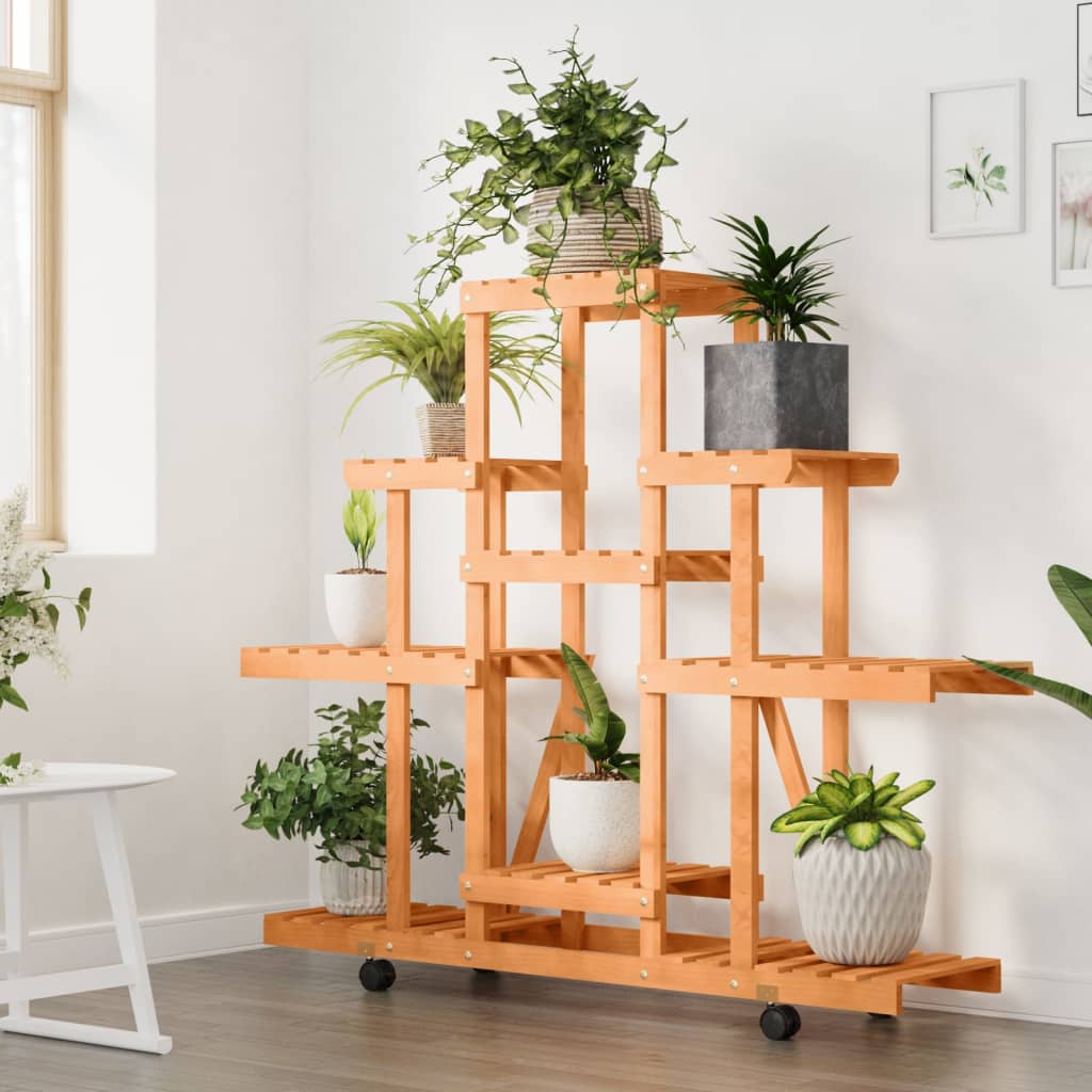 vidaXL Flower Stand with Wheels 110x25x101 cm Solid Wood Fir