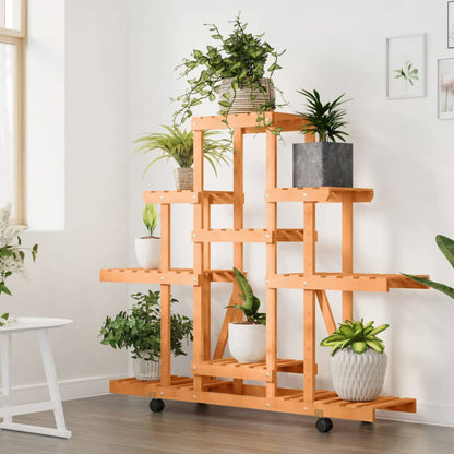 vidaXL Flower Stand with Wheels 110x25x101 cm Solid Wood Fir