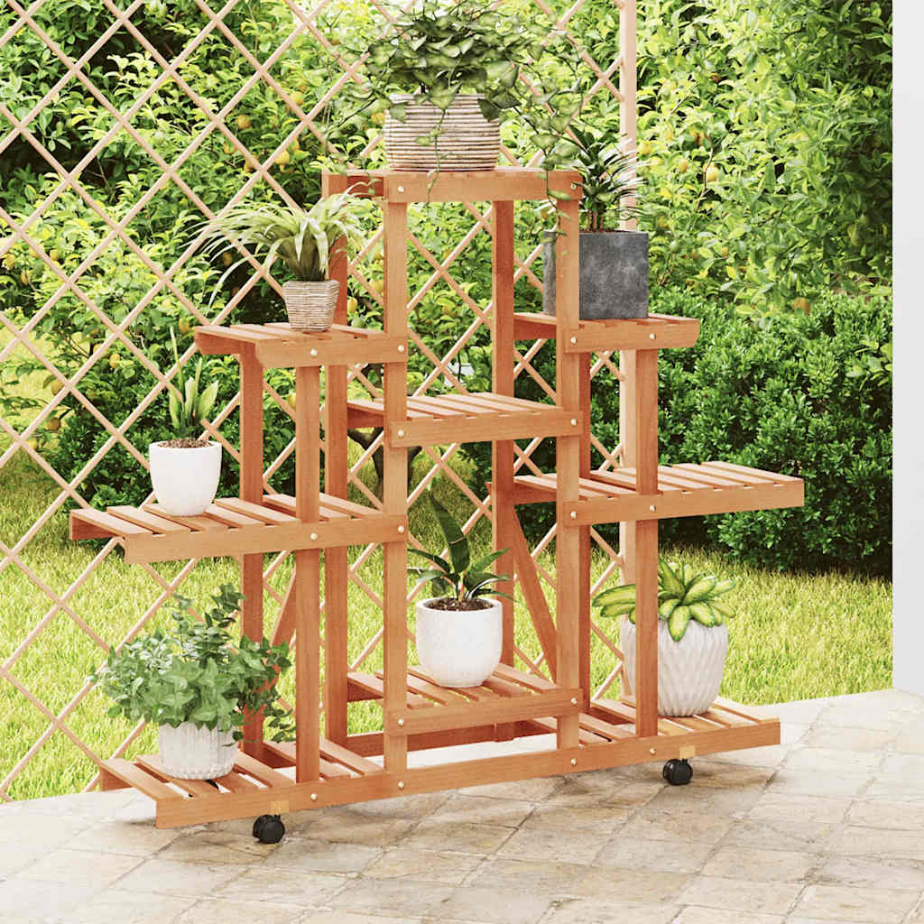 vidaXL Flower Stand with Wheels 110x25x101 cm Solid Wood Fir