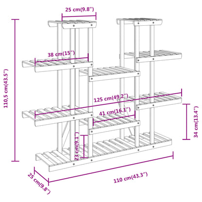 vidaXL Flower Stand 110x25x110.5 cm Solid Wood Fir