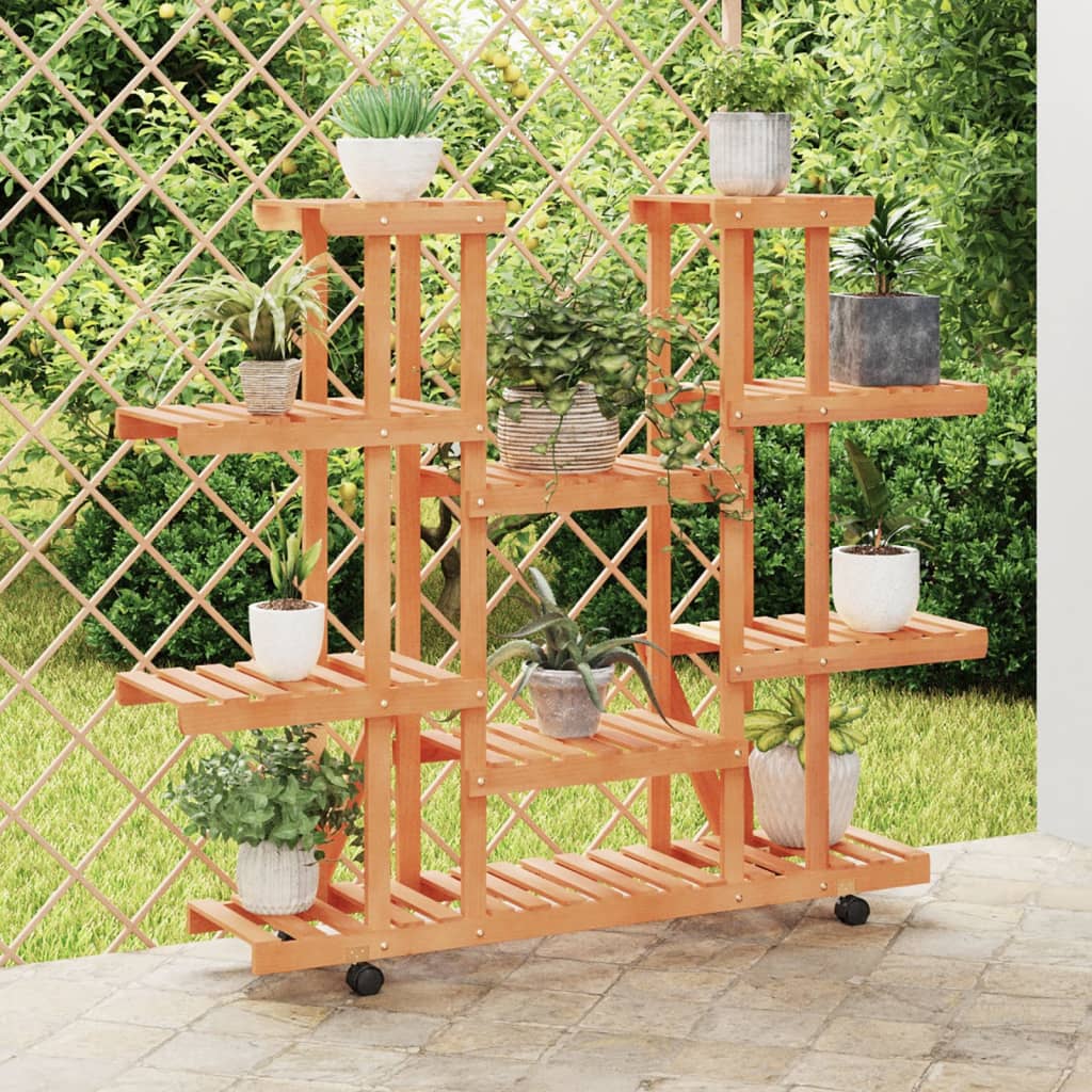 vidaXL Flower Stand with Wheels 110x25x115 cm Solid Wood Fir