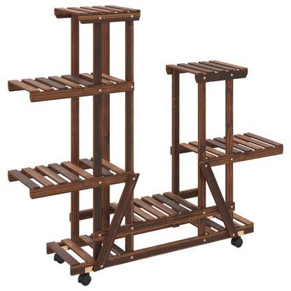 vidaXL Flower Stand with Wheels 95x25x101 cm Solid Wood Fir