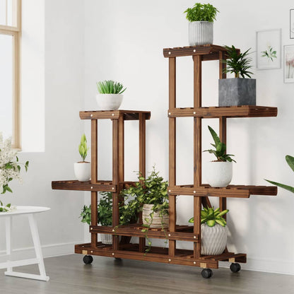 vidaXL Flower Stand with Wheels 95x25x101 cm Solid Wood Fir