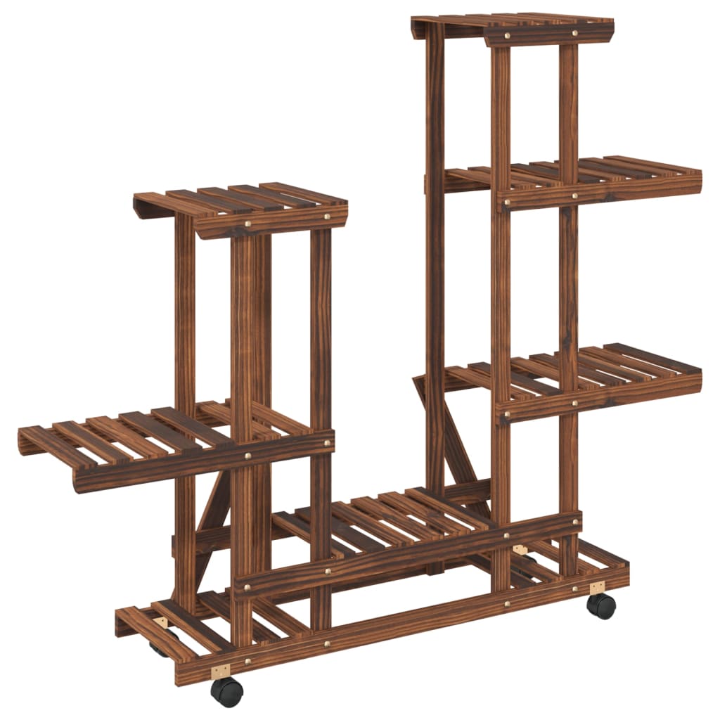 vidaXL Flower Stand with Wheels 95x25x101 cm Solid Wood Fir