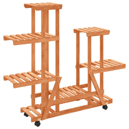 vidaXL Flower Stand with Wheels 95x25x101 cm Solid Wood Fir