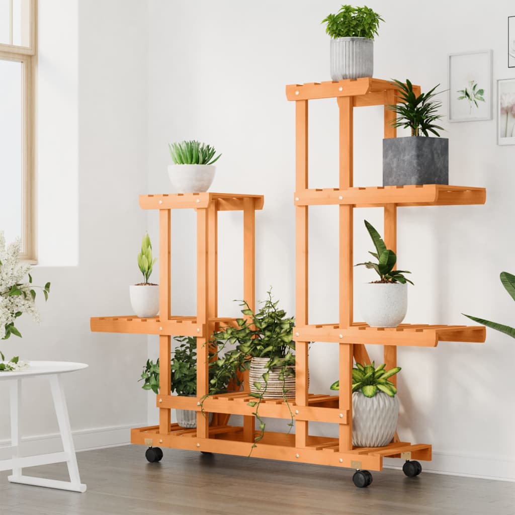 vidaXL Flower Stand with Wheels 95x25x101 cm Solid Wood Fir
