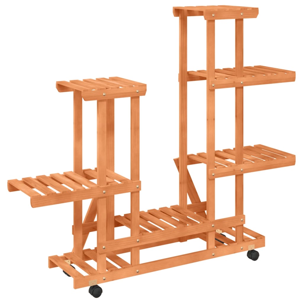 vidaXL Flower Stand with Wheels 95x25x101 cm Solid Wood Fir