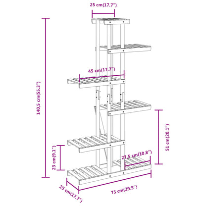 vidaXL Flower Stand 75x25x140,5 cm Solid Wood Fir
