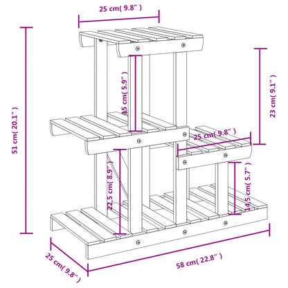 vidaXL Flower Stand 58x25x51 cm Solid Wood Fir