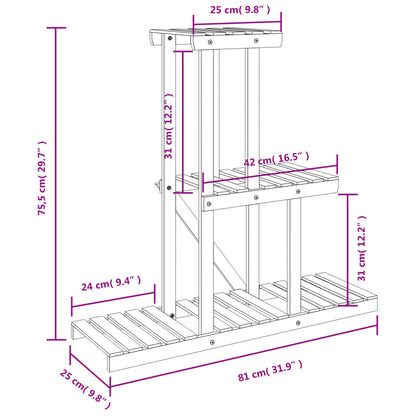 vidaXL Flower Stand 81x25x75.5 cm Solid Wood Fir