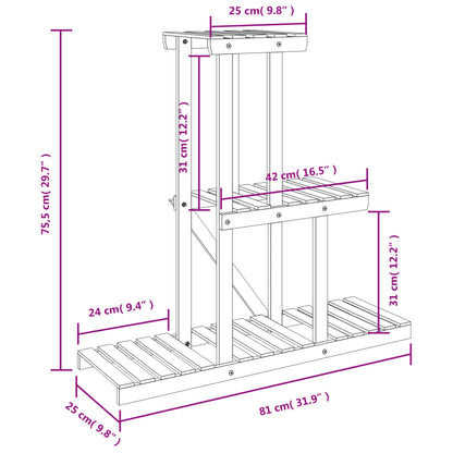 vidaXL Flower Stand 81x25x75.5 cm Solid Wood Fir