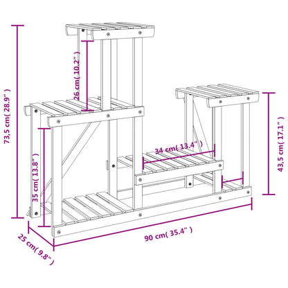 vidaXL Flower Stand 90x25x73.5 cm Solid Wood Fir