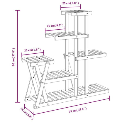 vidaXL Flower Stand 95x25x96 cm Solid Wood Fir