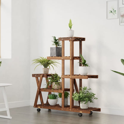 vidaXL Flower Stand with Wheels 95x25x101 cm Solid Wood Fir