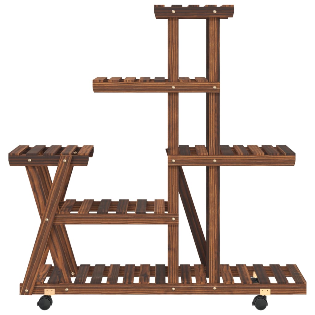 vidaXL Flower Stand with Wheels 95x25x101 cm Solid Wood Fir