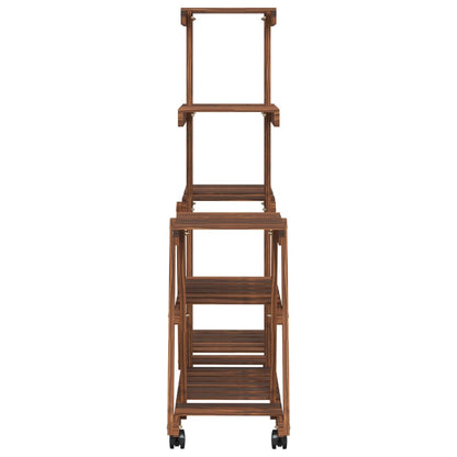 vidaXL Flower Stand with Wheels 95x25x101 cm Solid Wood Fir