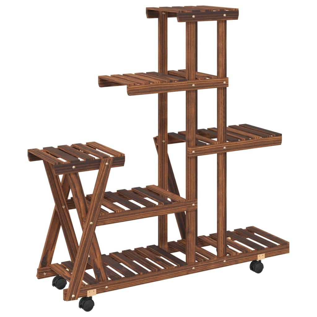 vidaXL Flower Stand with Wheels 95x25x101 cm Solid Wood Fir