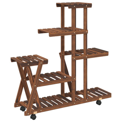 vidaXL Flower Stand with Wheels 95x25x101 cm Solid Wood Fir