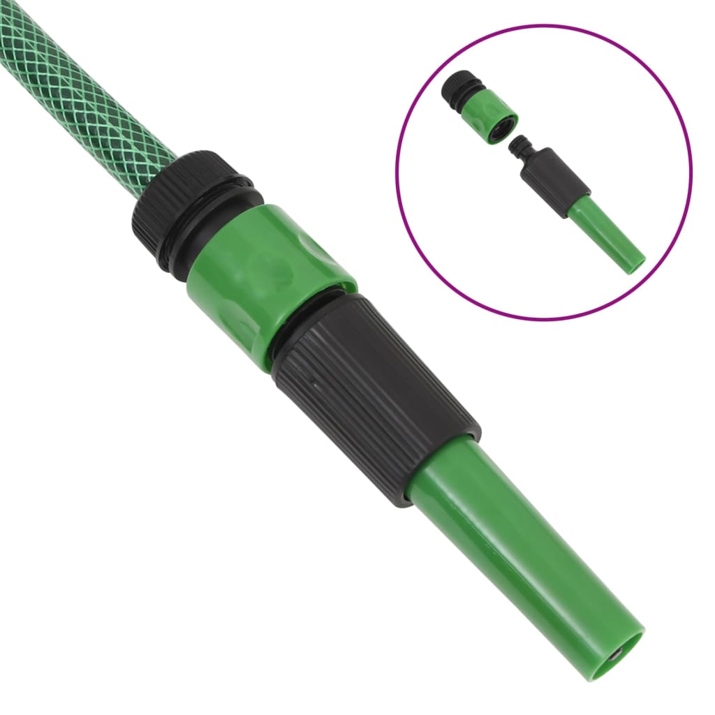 vidaXL Garden Hose with Fitting Set Green 0,5" 20 m PVC