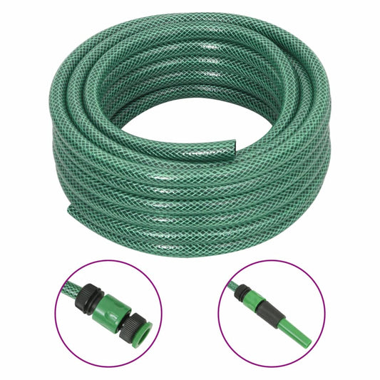 vidaXL Garden Hose with Fitting Set Green 0,5" 30 m PVC