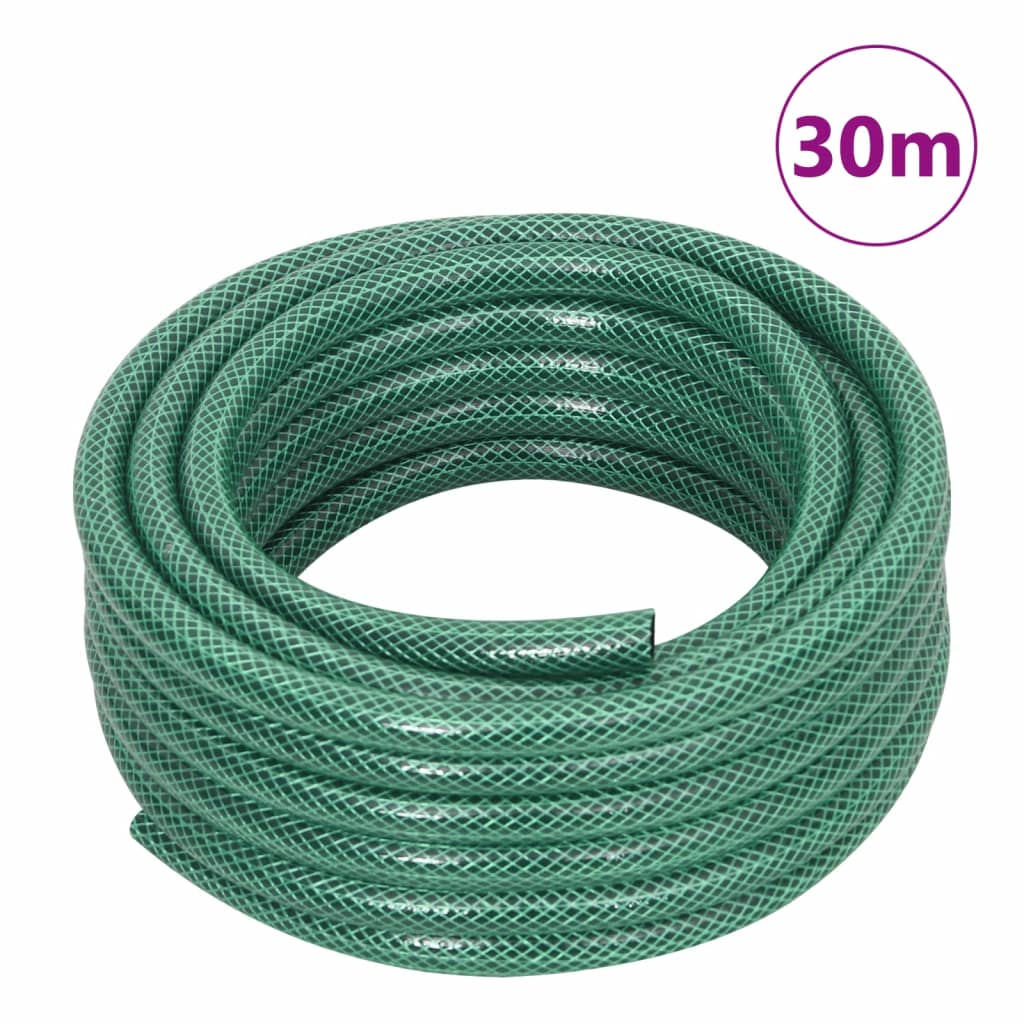 vidaXL Garden Hose with Fitting Set Green 0,5" 30 m PVC