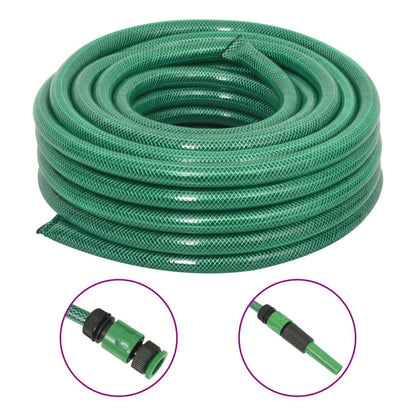 vidaXL Garden Hose with Fitting Set Green 0,75" 10 m PVC