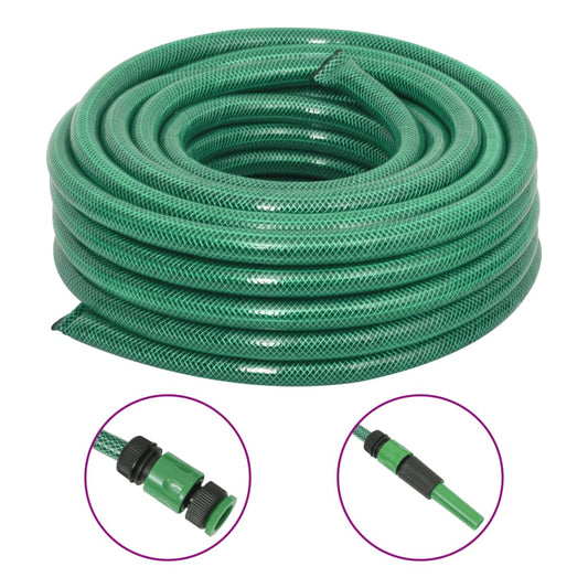 vidaXL Garden Hose with Fitting Set Green 0,75" 10 m PVC