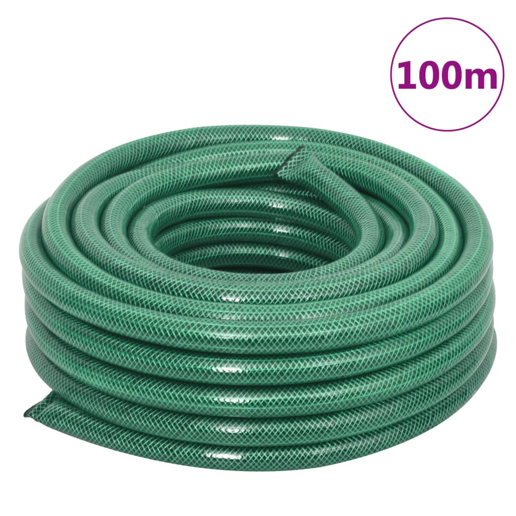 vidaXL Garden Hose with Fitting Set Green 0.75" 100 m PVC