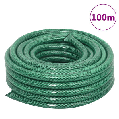 vidaXL Garden Hose with Fitting Set Green 0.75" 100 m PVC