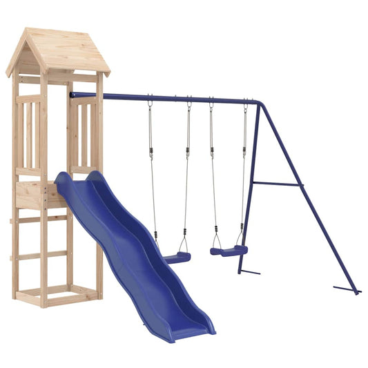 vidaXL Outdoor Playset | Blue, Pine | Solid Pine Wood, Polypropylene | Large