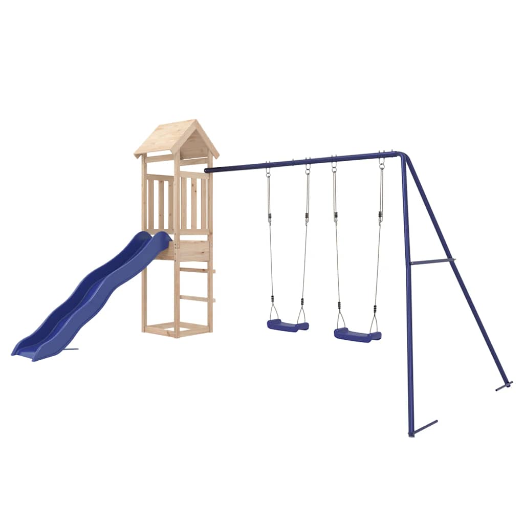 vidaXL Outdoor Playset | Blue, Pine | Solid Pine Wood, Polypropylene | Large