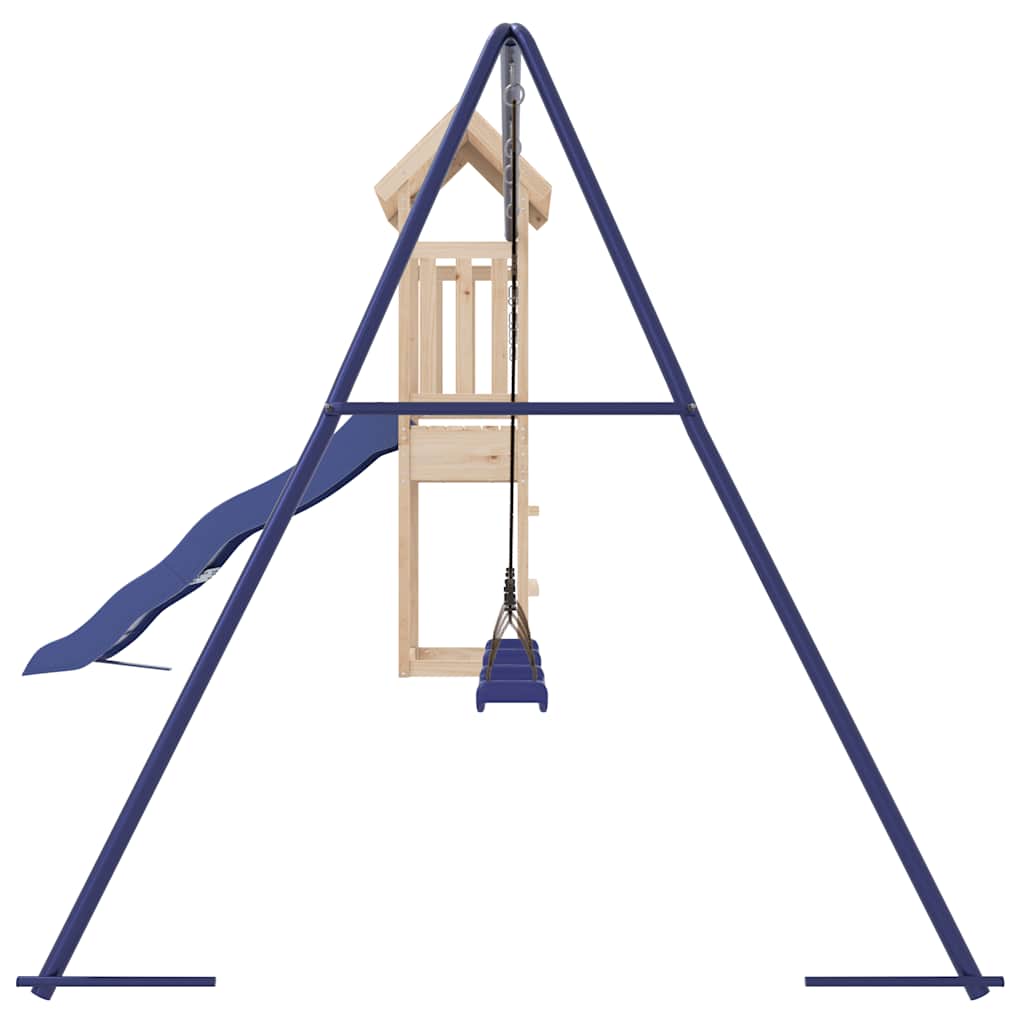 vidaXL Outdoor Playset | Blue, Pine | Solid Pine Wood, Polypropylene | Large