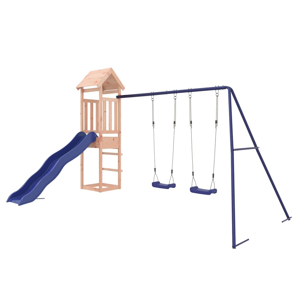 vidaXL Outdoor Playset | Natural wood, Blue | Solid Douglas Fir wood | Large