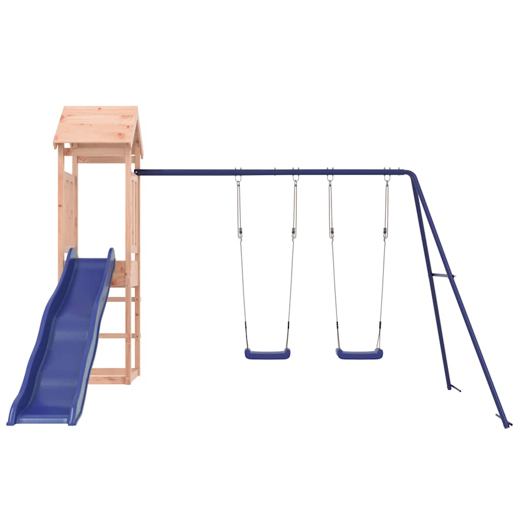 vidaXL Outdoor Playset | Natural wood, Blue | Solid Douglas Fir wood | Large