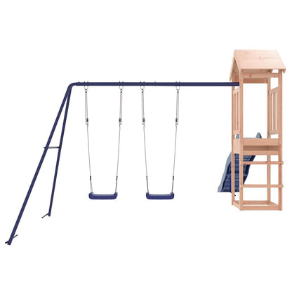 vidaXL Outdoor Playset | Natural wood, Blue | Solid Douglas Fir wood | Large