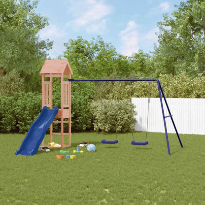 vidaXL Outdoor Playset | Natural wood, Blue | Solid Douglas Fir wood | Large