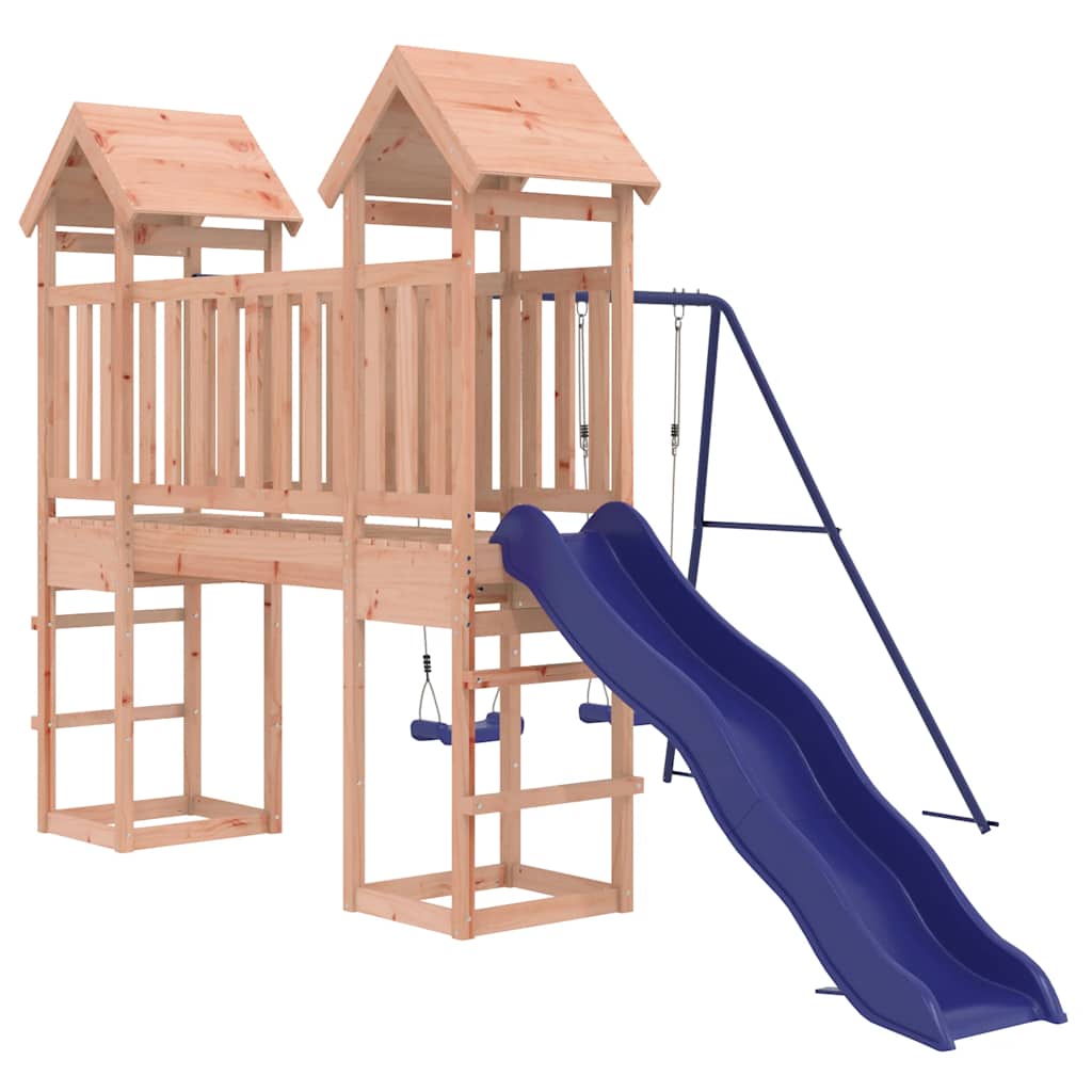 vidaXL Outdoor Playset | Blue, Brown | Solid Douglas wood, Polypropylene (PP)