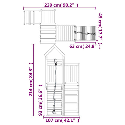 vidaXL Playhouse with Climbing Wall Impregnated Wood Pine