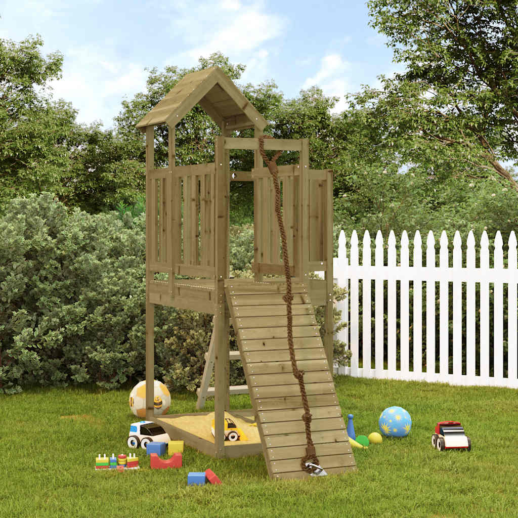 vidaXL Playhouse with Climbing Wall Impregnated Wood Pine