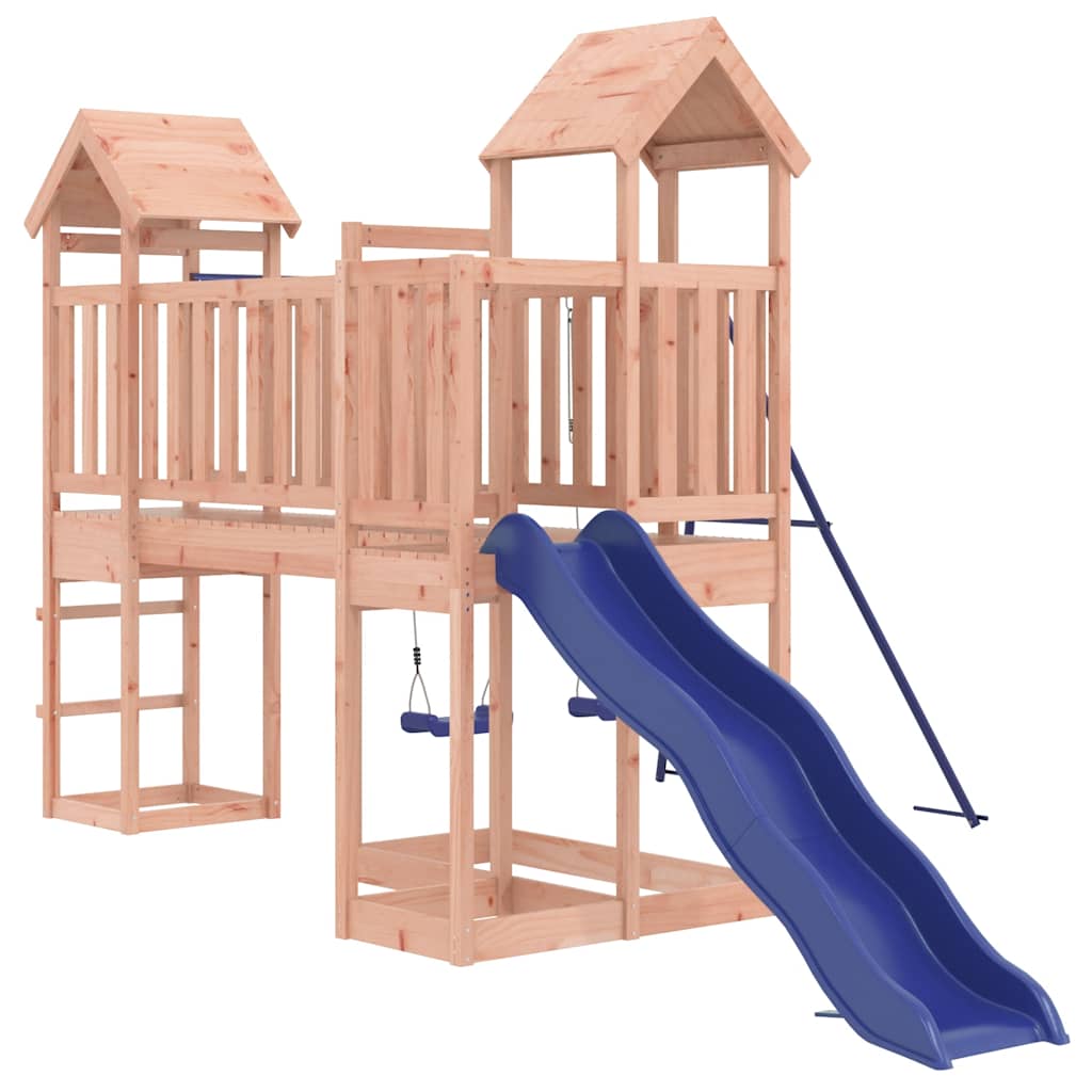 vidaXL Outdoor Playset | Natural wood, Blue | Solid Douglas Wood, Polypropylene