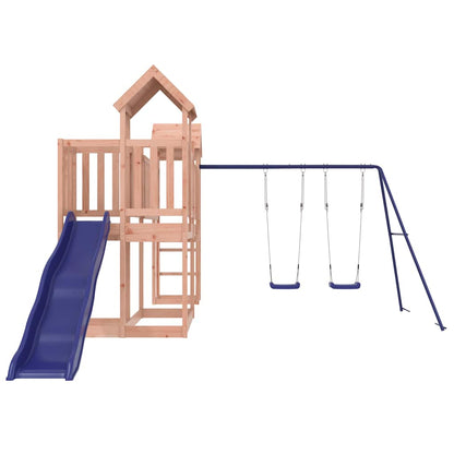 vidaXL Outdoor Playset | Natural wood, Blue | Solid Douglas Wood, Polypropylene