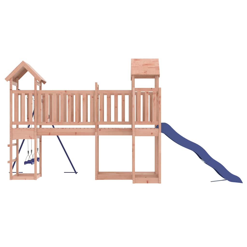 vidaXL Outdoor Playset | Natural wood, Blue | Solid Douglas Wood, Polypropylene