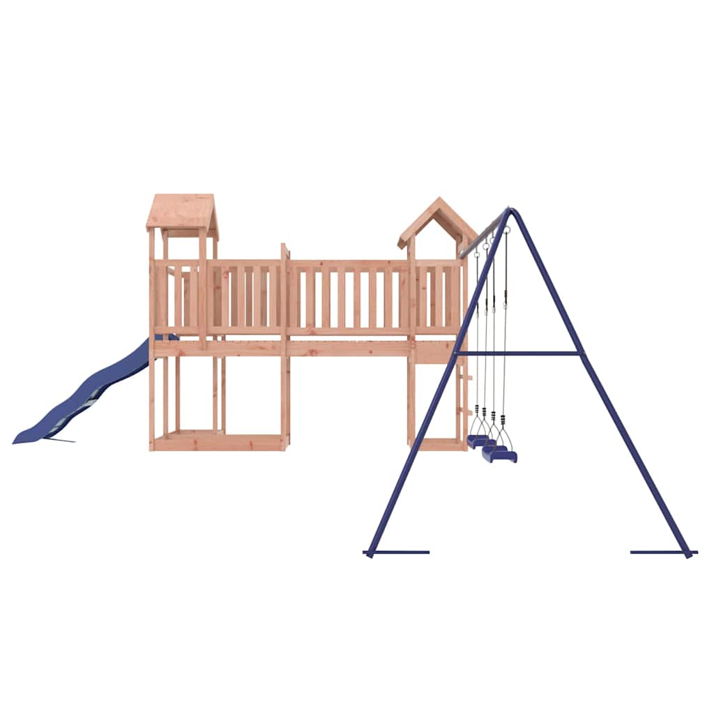 vidaXL Outdoor Playset | Natural wood, Blue | Solid Douglas Wood, Polypropylene