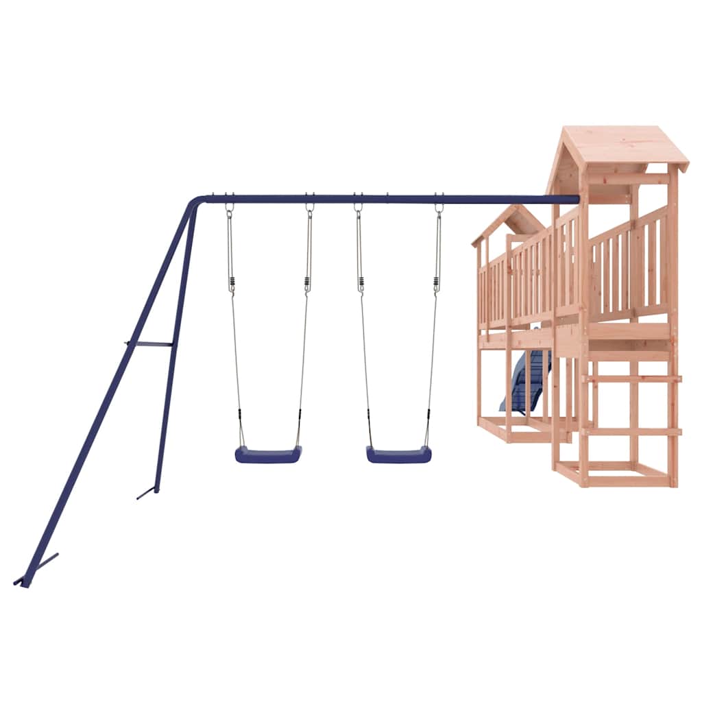 vidaXL Outdoor Playset | Natural wood, Blue | Solid Douglas Wood, Polypropylene