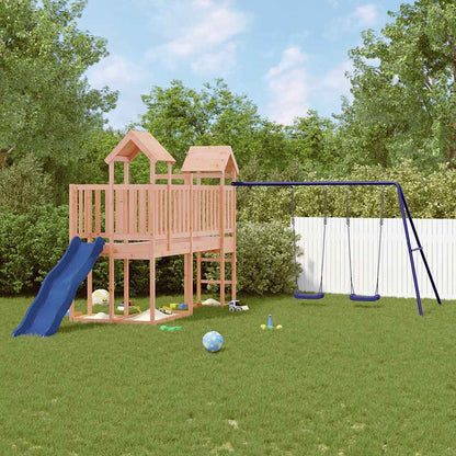 vidaXL Outdoor Playset | Natural wood, Blue | Solid Douglas Wood, Polypropylene