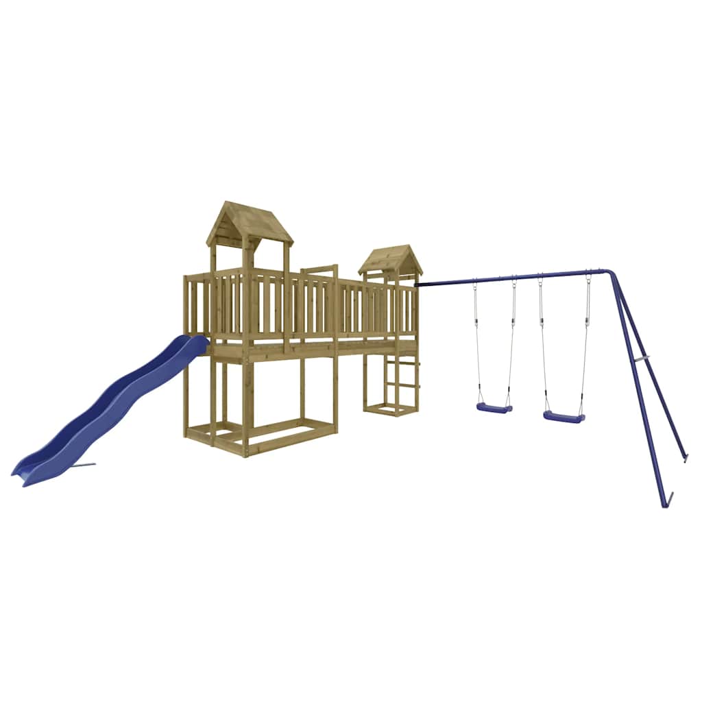 vidaXL Outdoor Playset | Pine and Blue | Treated Pinewood, Polypropylene | Large