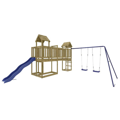 vidaXL Outdoor Playset | Pine and Blue | Treated Pinewood, Polypropylene | Large
