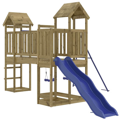 vidaXL Outdoor Playset | Pine and Blue | Treated Pinewood, Polypropylene | Large
