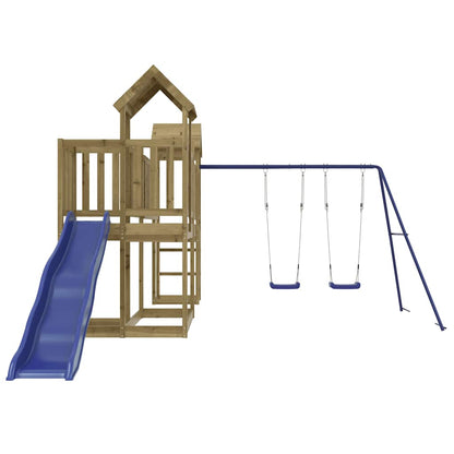 vidaXL Outdoor Playset | Pine and Blue | Treated Pinewood, Polypropylene | Large